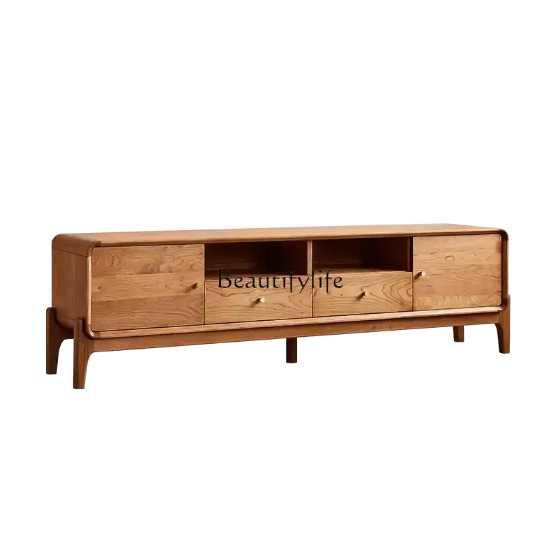 

North American cherry wood TV cabinet Nordic simple home locker with drawer floor cabinet