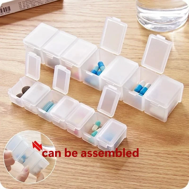Travel Mini Pill Dispenser Portable Sealed Pill Medicine Box Weekly Tablet Holder Storage Organizer Assembleable Container Case