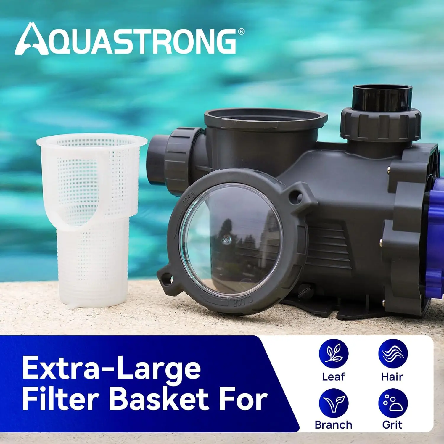AQUASTRONG In/Above Ground Pool Pump, High Flow (with Timer, 3HP, 9350 GPH, 115V)