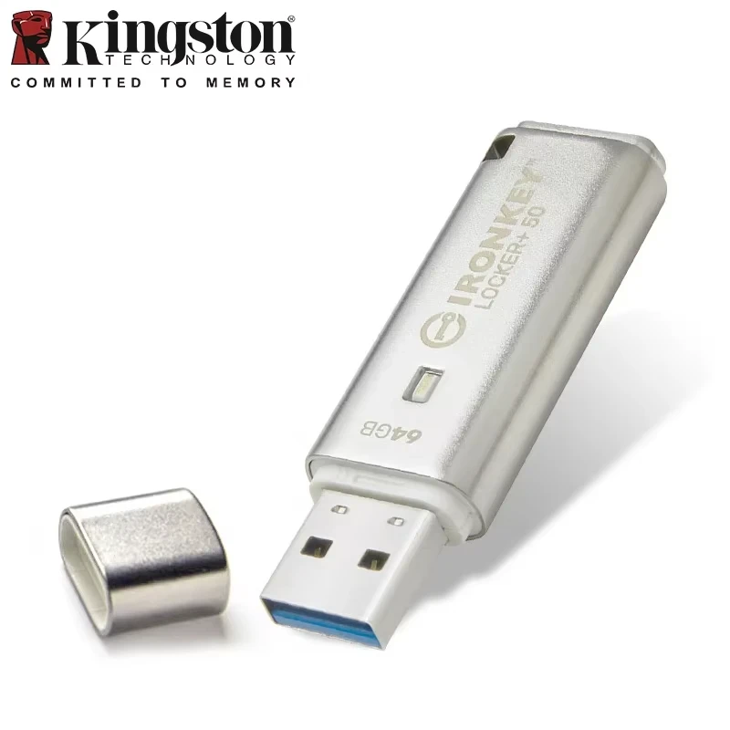 Unidad Flash USB3.2 Gen1 Kingston IronKey Locker+50 XTS-AES con Cifrado de Datos de 256 bits, Unidad de Memoria USB de 32 GB, 64 GB, 128 GB
