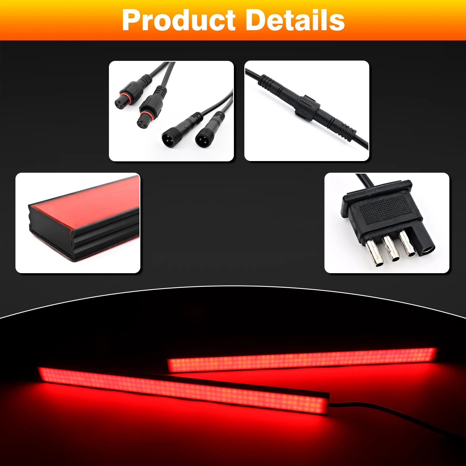 

4 PINS Car LED Light Strips set Driving brake turn signal lights 12V Universal For SUVs trailers cargo carriers RVs