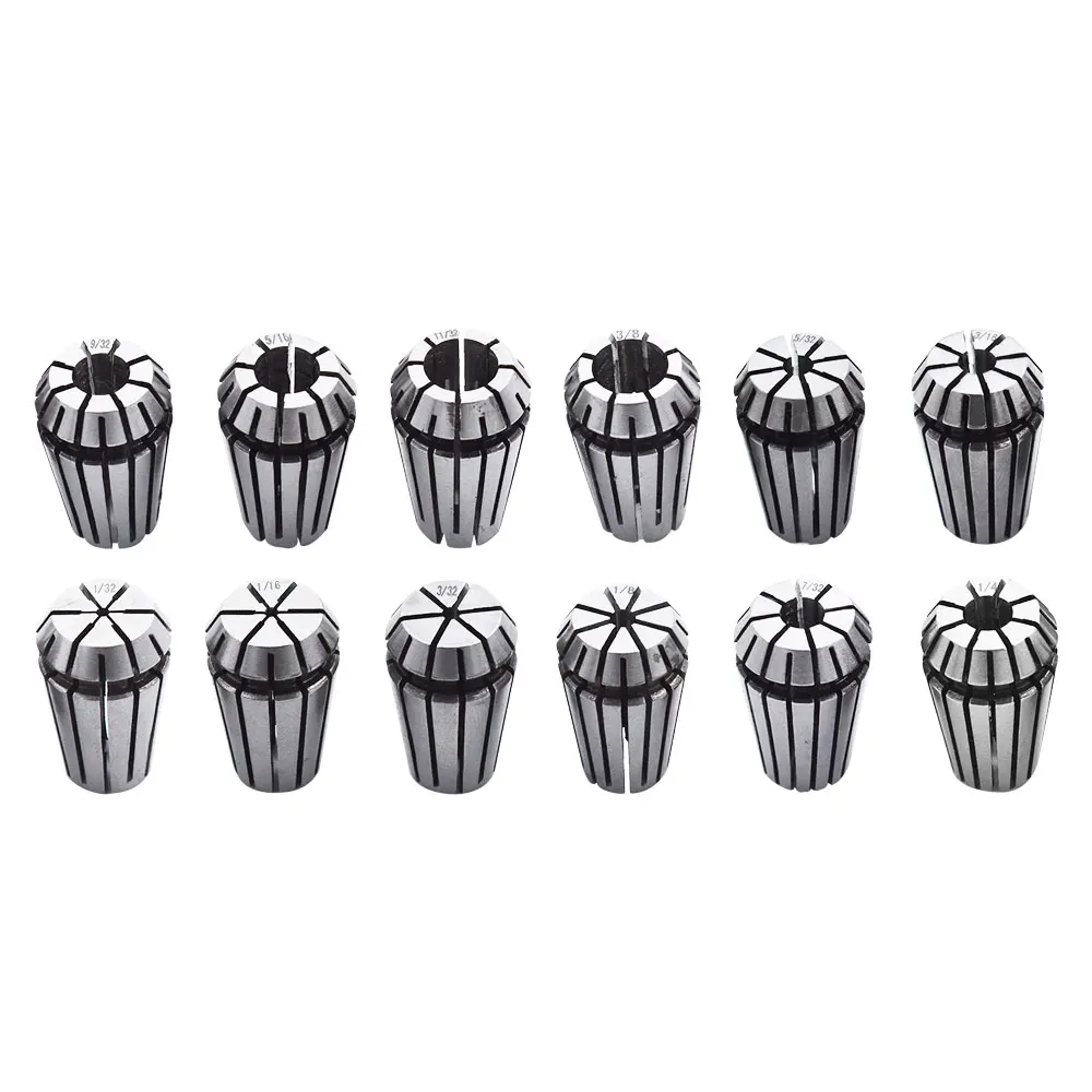 12Pcs ER16 Spring Collet Set 1/32,1/16,3/32,1/8,5/32,3/16,7/32,1/4,9/32,5/16,11/32,3/8'