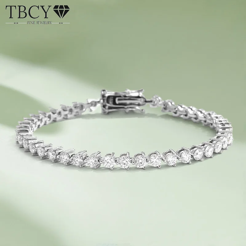 

TBCYD 3MM D Color Moissanite Tennis Bracelet For Women Men GRA Certified S925 Silver Classic 3 Claw Hand Chain Wedding Jewelry