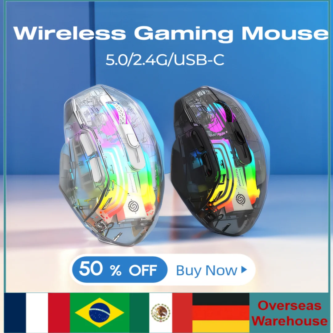 Wireless Transparent Gaming Mouse Mechanical Keyboard Mouse Modes Electronic Competition Mice Laptop Desktop Bluetooth Mouse