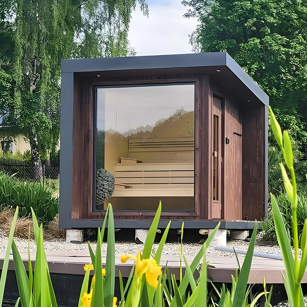 

Outdoor 4-6 person sauna and cold insert ice bath combination room Modern design Optional small accessories