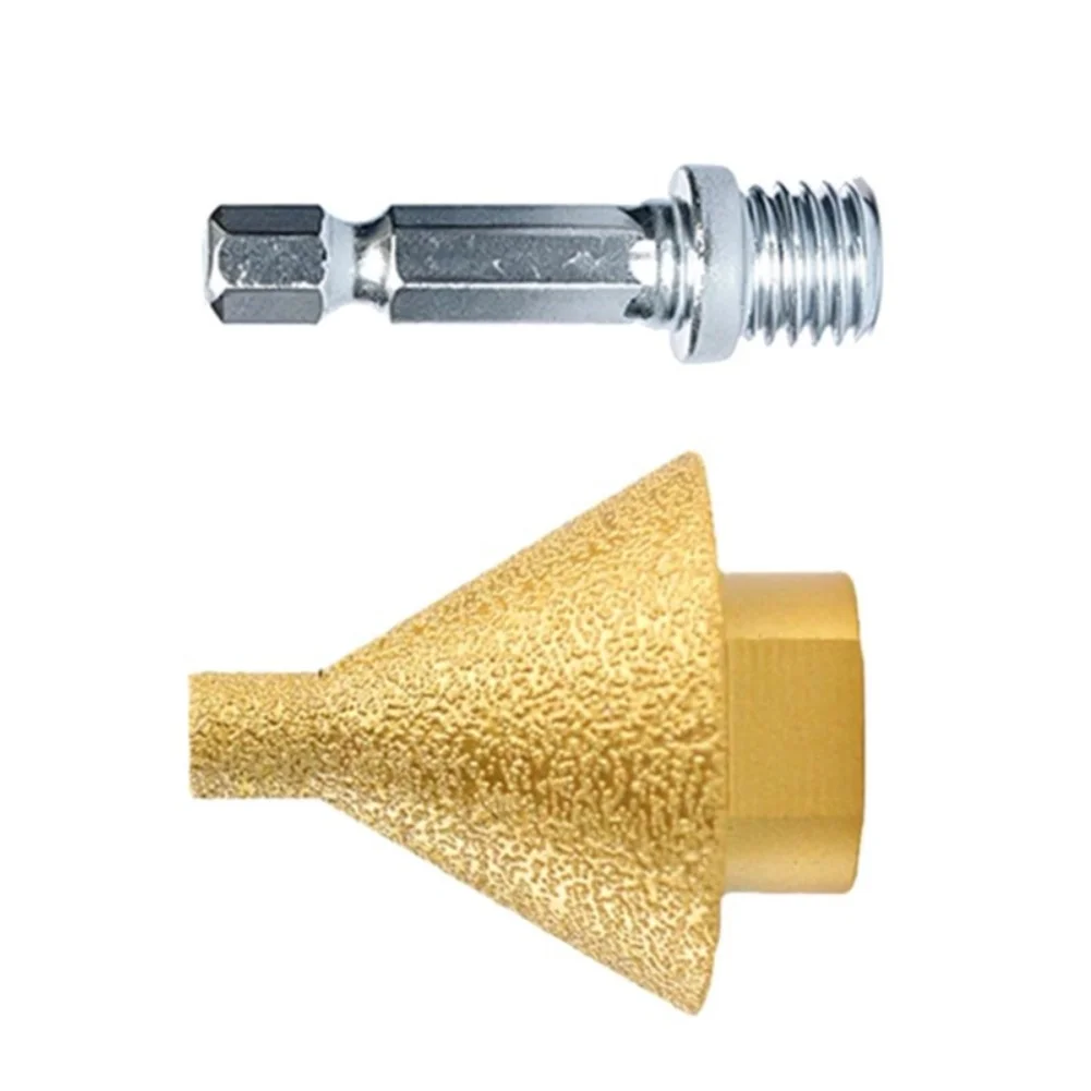 For M10 Thread Diamond Chamfer Grinding Head with Connecting Rod for Tile for Stone Hole Enlargement and Edge Smoothing