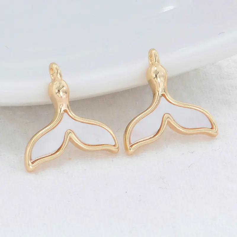 15x15MM 14K Gold Color Plated and Sheel Tail Shape Charms Pendants Jewelry Making Supplies Diy Accessories