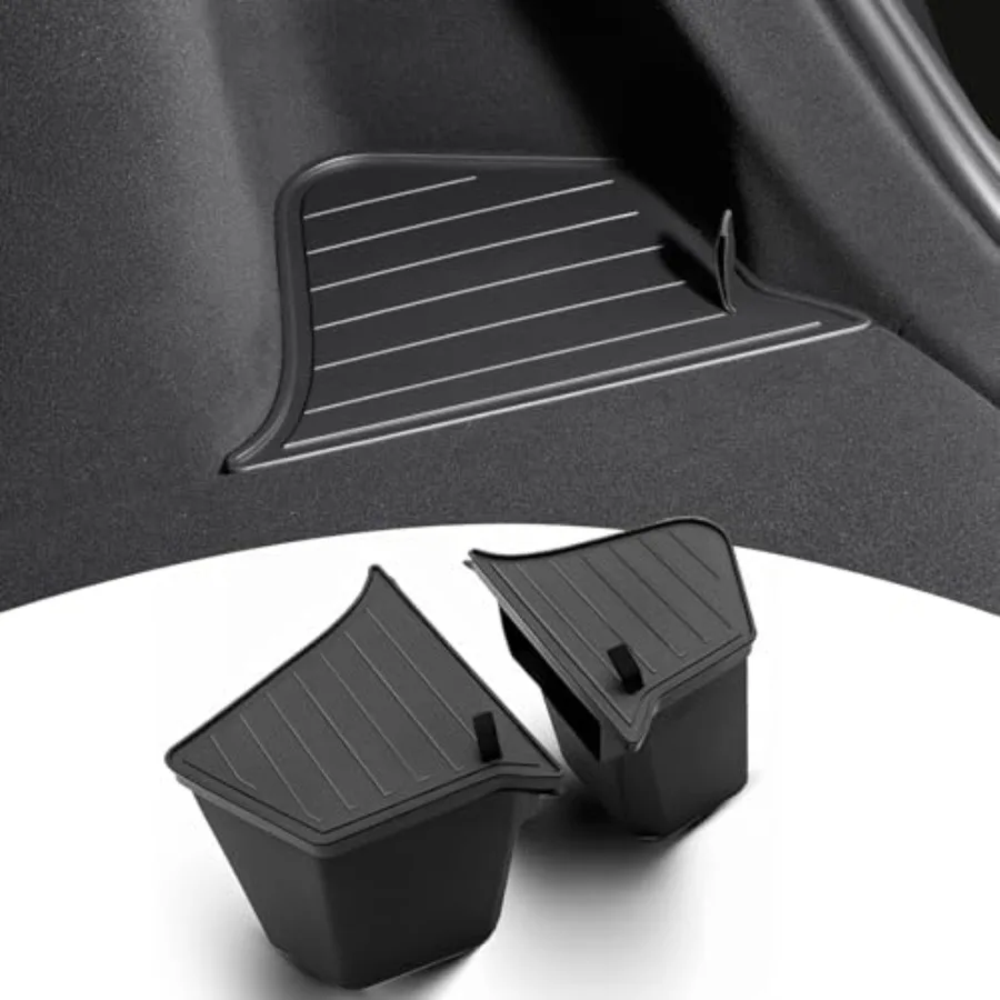 

Trunk Storage Bin for Tesla Model Y Juniper Rear Trunk Organizer Corner Storage with Lids for 5 Seater 2 TPE Buckets New Model