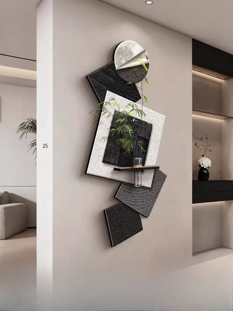 Modern Hydroponics Green Plants LED Decorative Paintings Home Decor Living Room Bedroom Entrance Hallway Sandstone Mural Lights