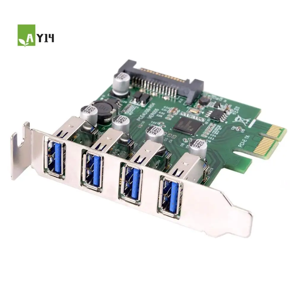 AY14 -Low Profile 4 Ports PCI-E To USB 3.0 HUB PCI Express Expansion Card Adapter 5Gbps USB1.1/2.0/3.0 Operating Systems