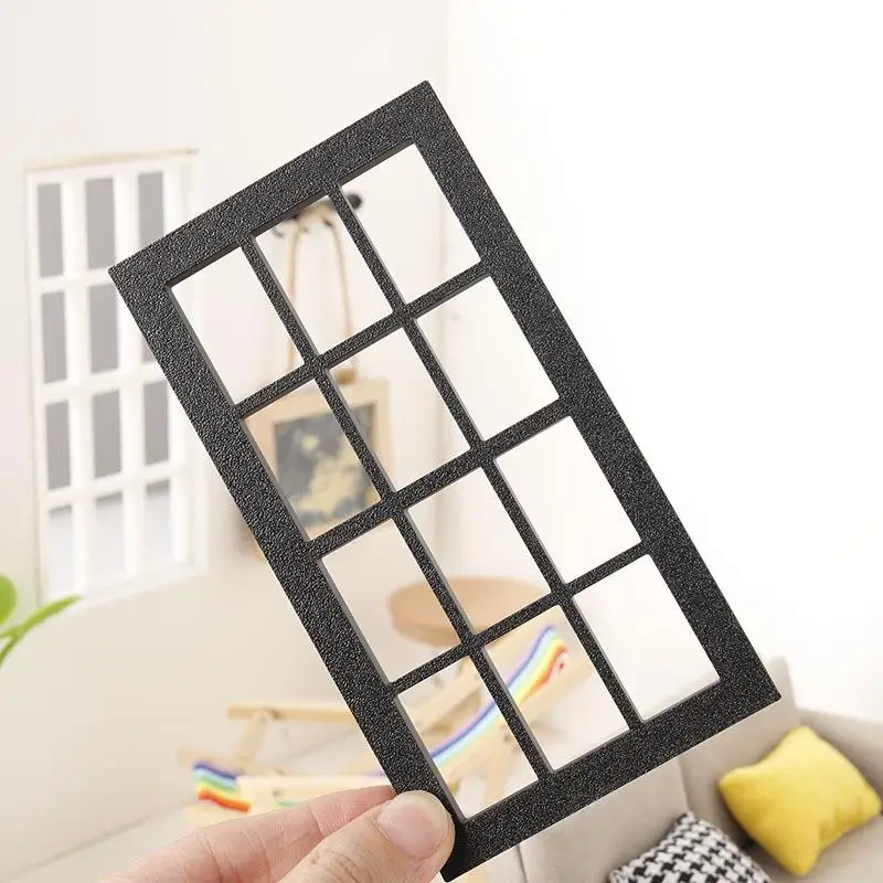 

New 1/12 Dollhouse Simulation Wood Window Frame Model Dollhouse Furniture Decoration Dolls House Micro Scene Accessories