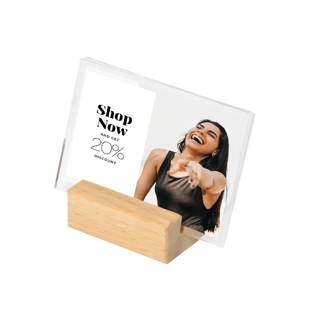 

Slope Acrylic Label Holder Wooden Table Photo Display Rack Name Card Tag Bracket Oblique Plane Desk Sign Stand