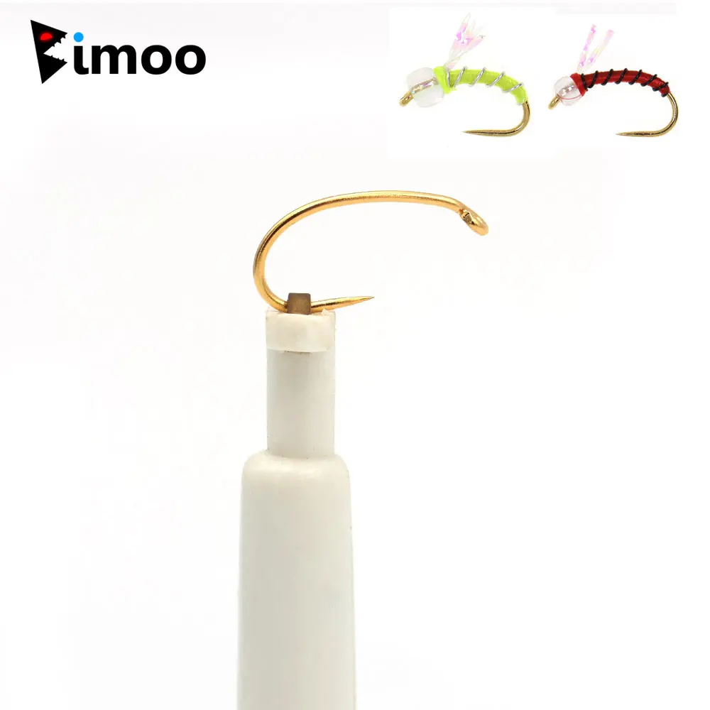 

Bimoo 100pcs Barbless Golden Curved Nymph Fly Tying Hook Scud Caddis Larvae Pupa Emergers Trout Fly Fishing Lures #14 #16#18 #20