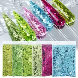 50g brilhante roxo azul em massa arte do prego glitter misturado hexágono lantejoulas decoração para diy artesanato unhas acessórios rosa flocos verdes 12 principais vendas conjunto lantejoula verde - №10