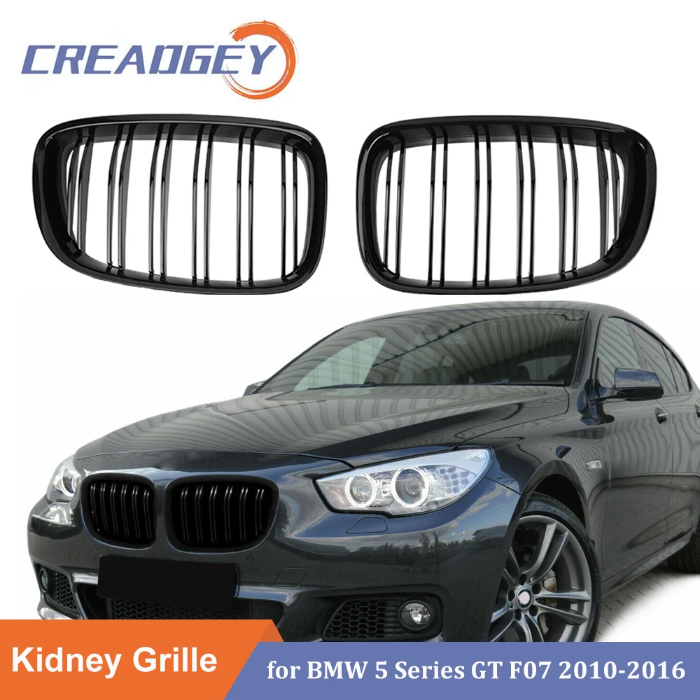 

1 Pair ABS Front Replacement Kidney Grill For BMW F07 5 Series GT 520 528 530 535 550 2010-2017 Gloss Black Double Slat Grilles