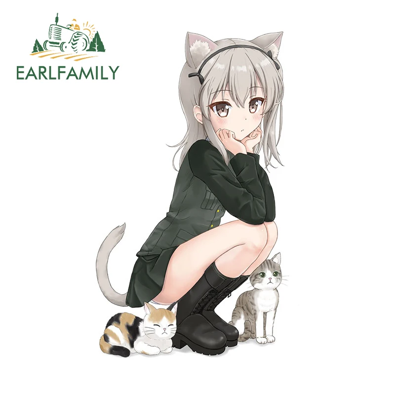 

EARLFAMILY 13cm x 8.1cm for Fox Girl Car Sticker Car Goods Decal Air Conditioner Vinyl Personality Surfboard Creative Styling