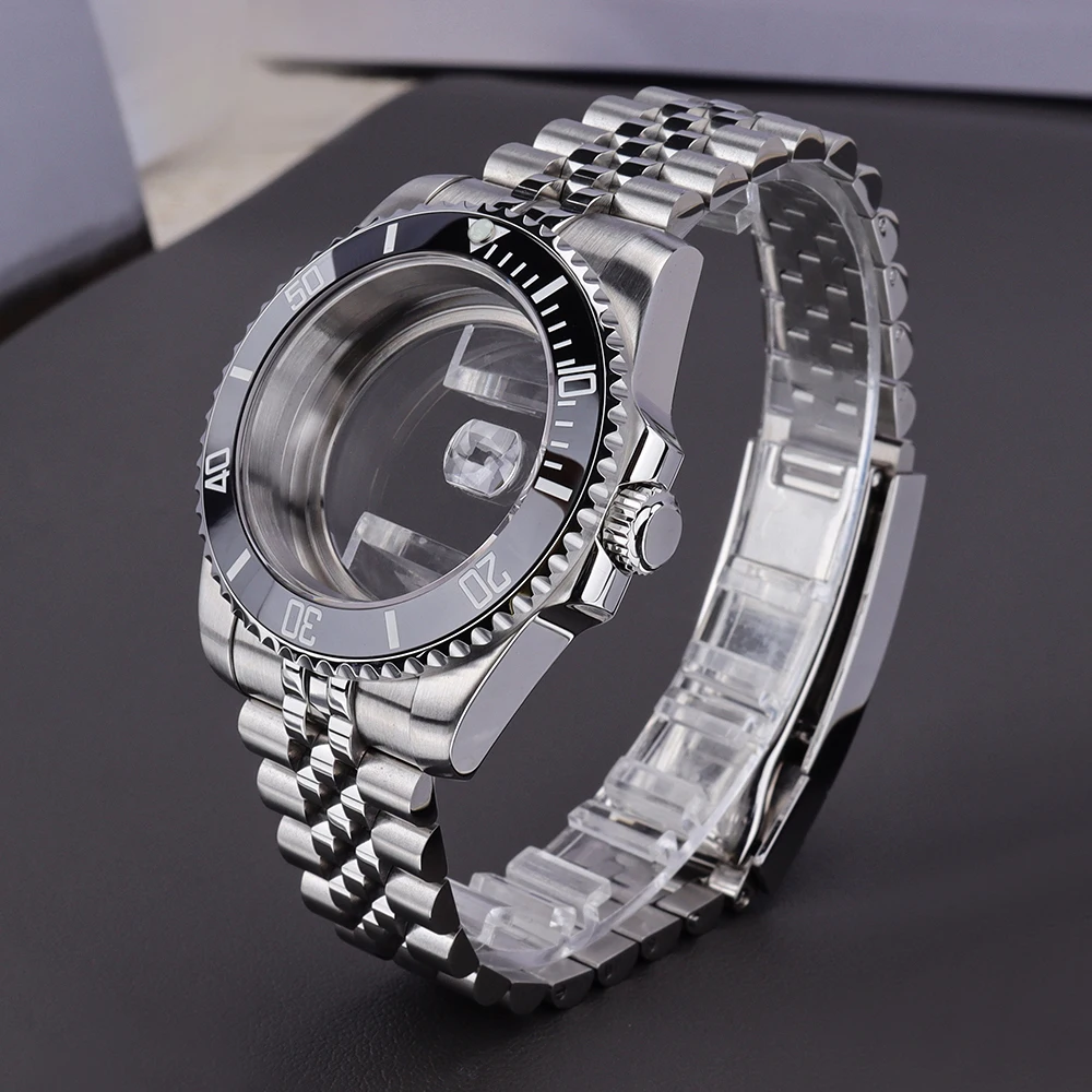 40mm Für NH34 NH35 NH36 8215 8205 ETA2824 PT5000 ST2130 Uhrwerk SUB Uhrengehäuse Poliertes Oyster/Jubilee Armband Saphirglas Bestseller – Detail 11