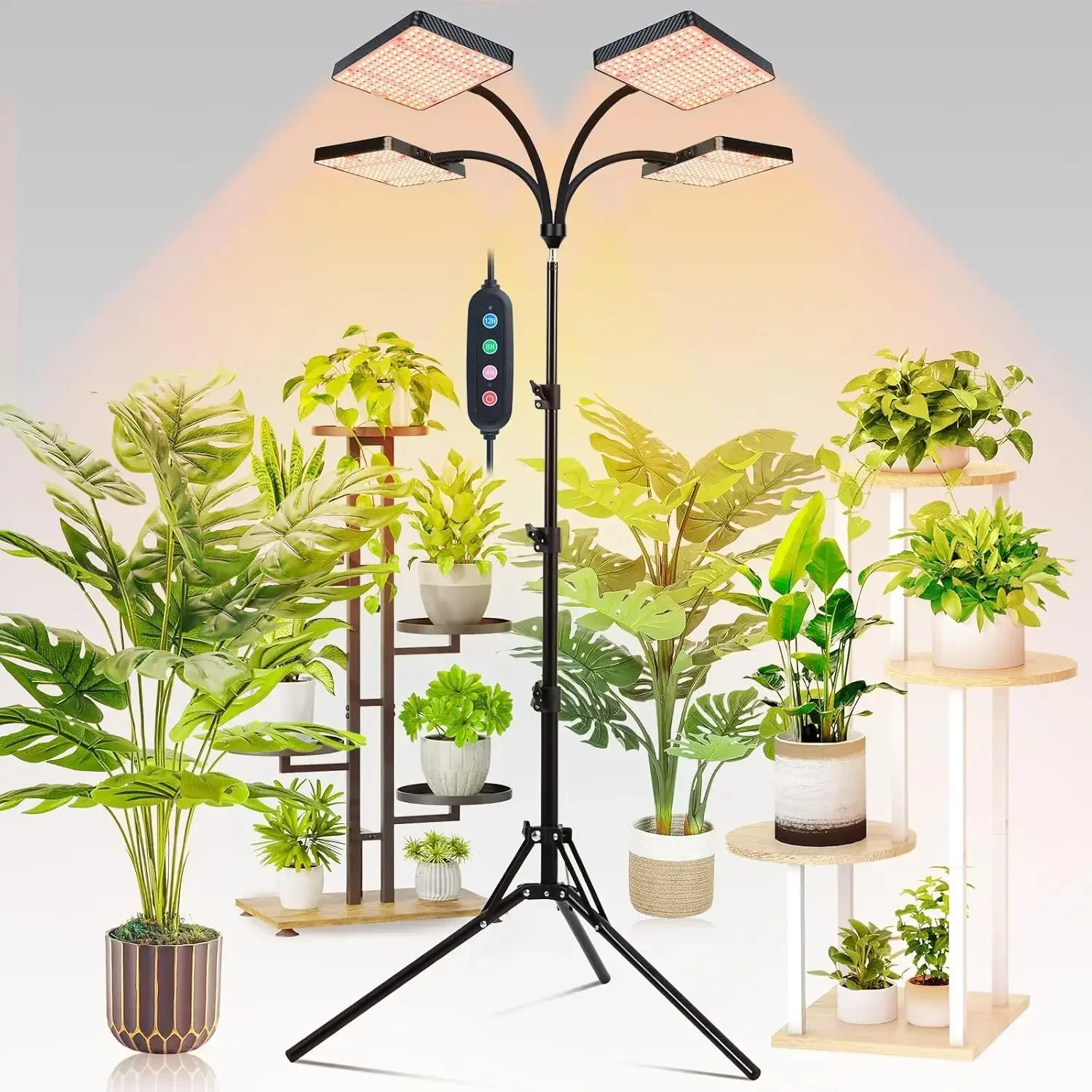 

4-Head Grow Light with Stand 100W, FECiDA 2025 Grow Lights for Indoor Plants, Full Spectrum LED Plant Grow Light for Houseplants