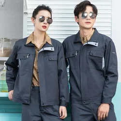Long sleeved workwear set for men's spring and autumn wear-resistant workshop auto repair and welding labor protection clothing