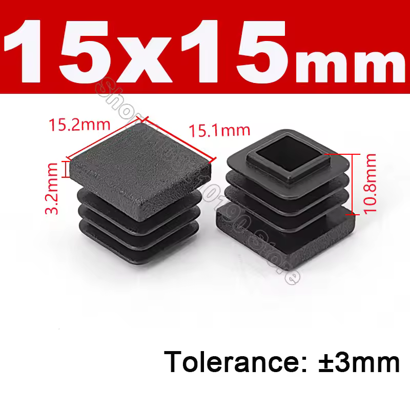 Black Square Pipe Tube Cap Plastic Tubing End Cover Glide Insert Blanking End Plugs Bung 10/13/15/16/18/19/20//22/23/25/28-200mm - Image 30