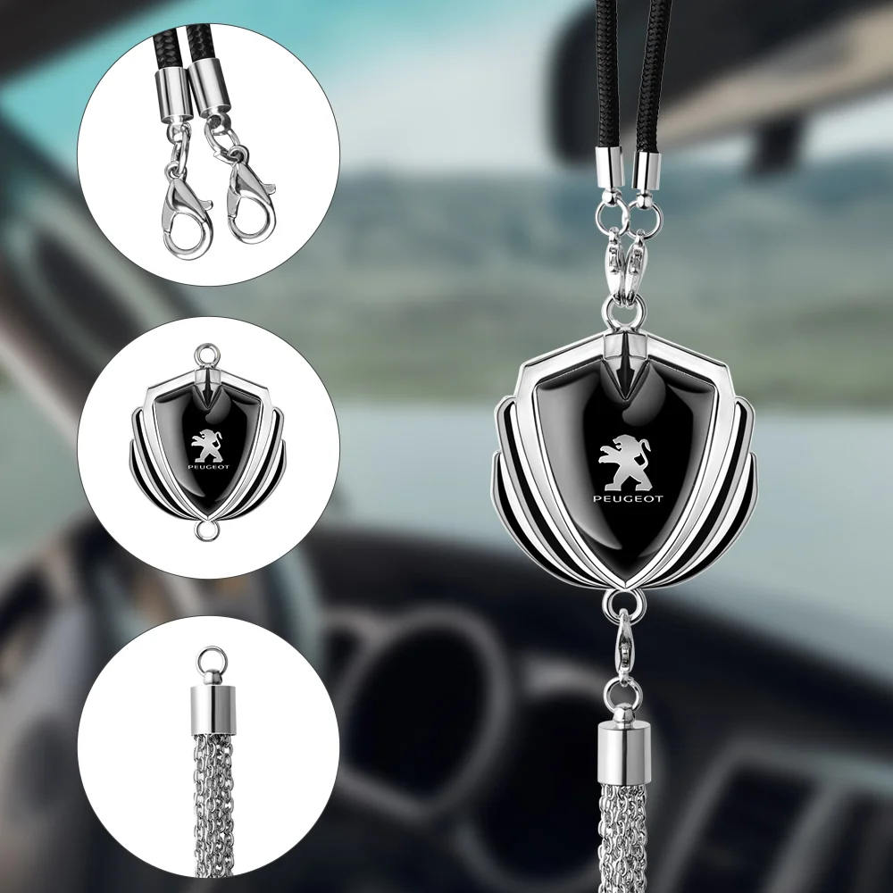 

Car Emblem Pendant Rearview Mirror Decoration Ornament Accessories For Peugeot 206 306 307 308 108 2008 3008 508 106 107 207 208