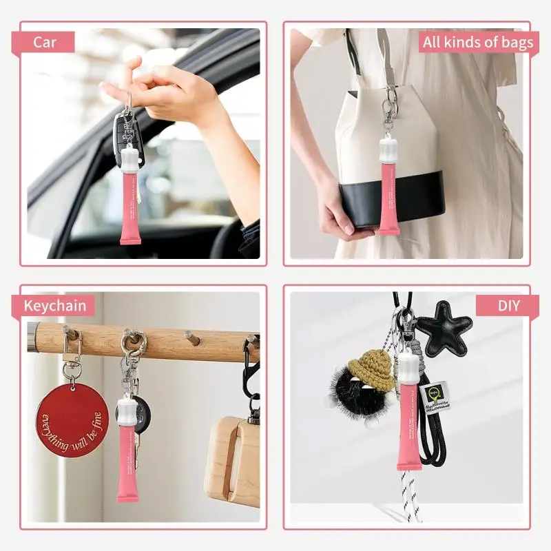 Pendant Makeup Tool Accessories Portable Lip Gloss Keychain Caps Silicone Lid Holder Keyring Pendant For Lip Balm Bag