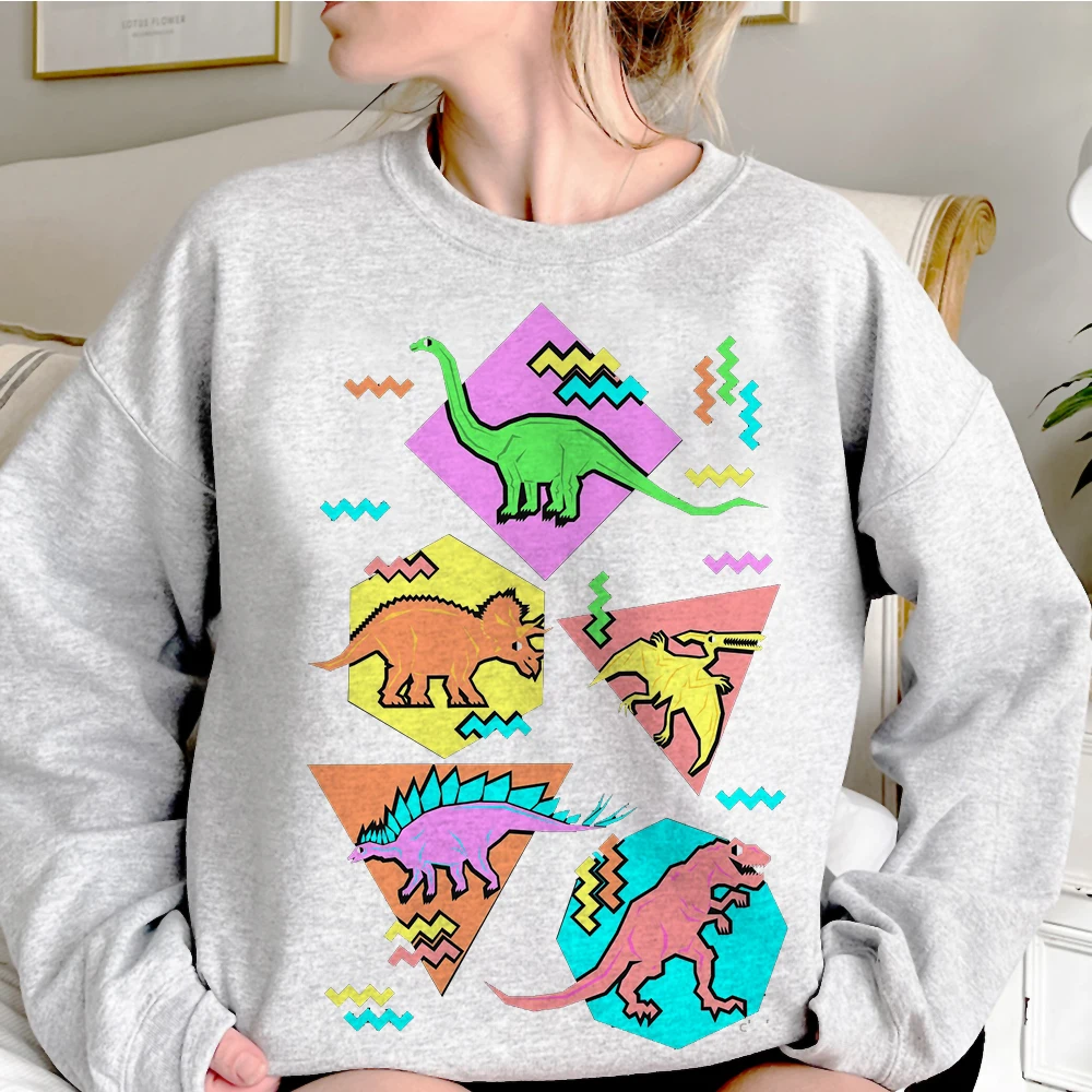 Sudadera con capucha de dinosaurio para mujer, ropa informal cómoda y divertida, estilo moderno, estampado de patrón de diseño