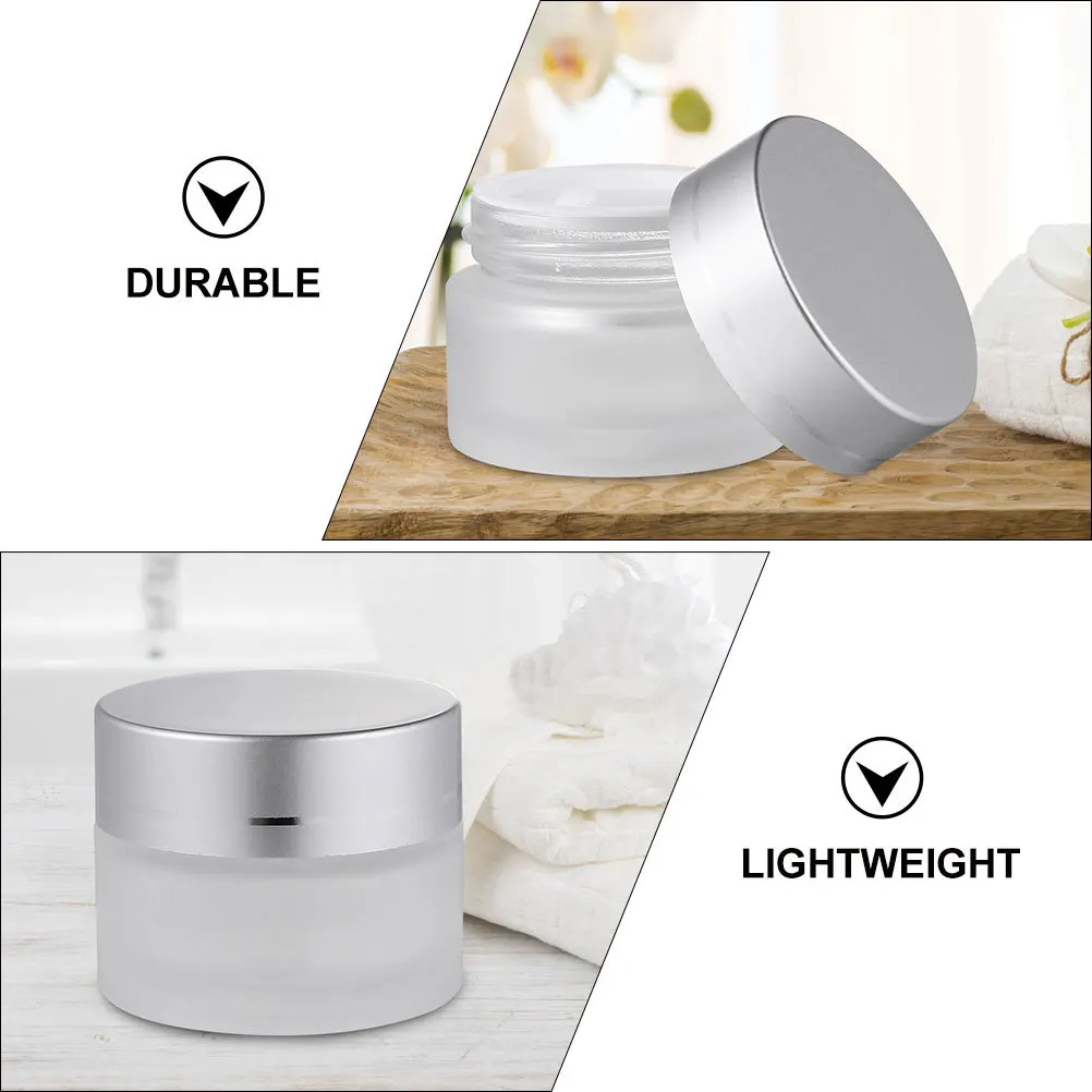 10Pcs Frosted Glass Cream Jars Scratch Resistant Airtight Cosmetics Containers Mini Cream Storage Jars for Samples