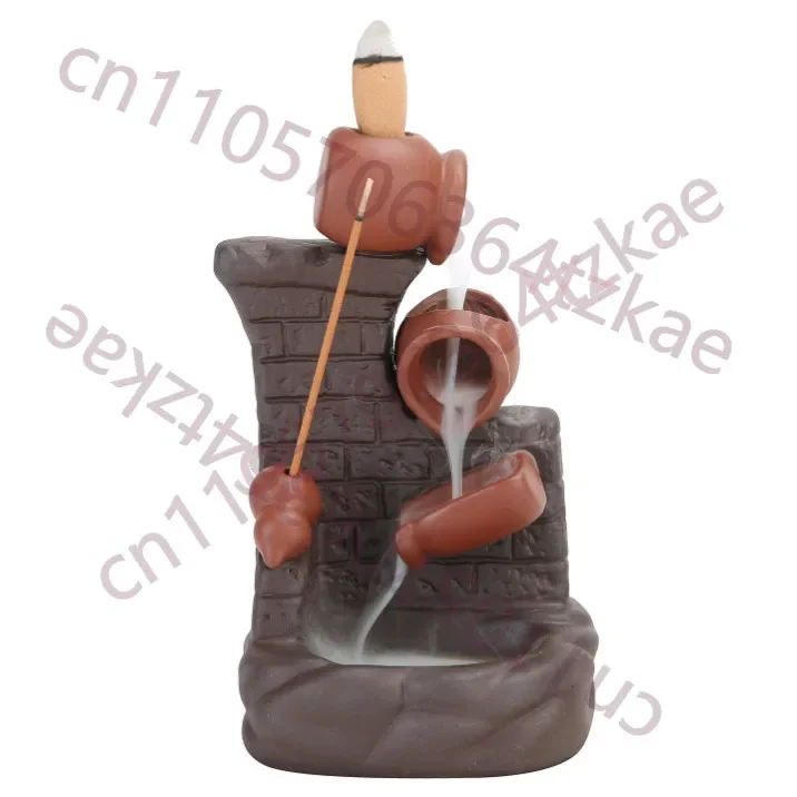 13.5cm Ceramic Backflow Waterfall Incense Burner Buddha Censer Home Decoration