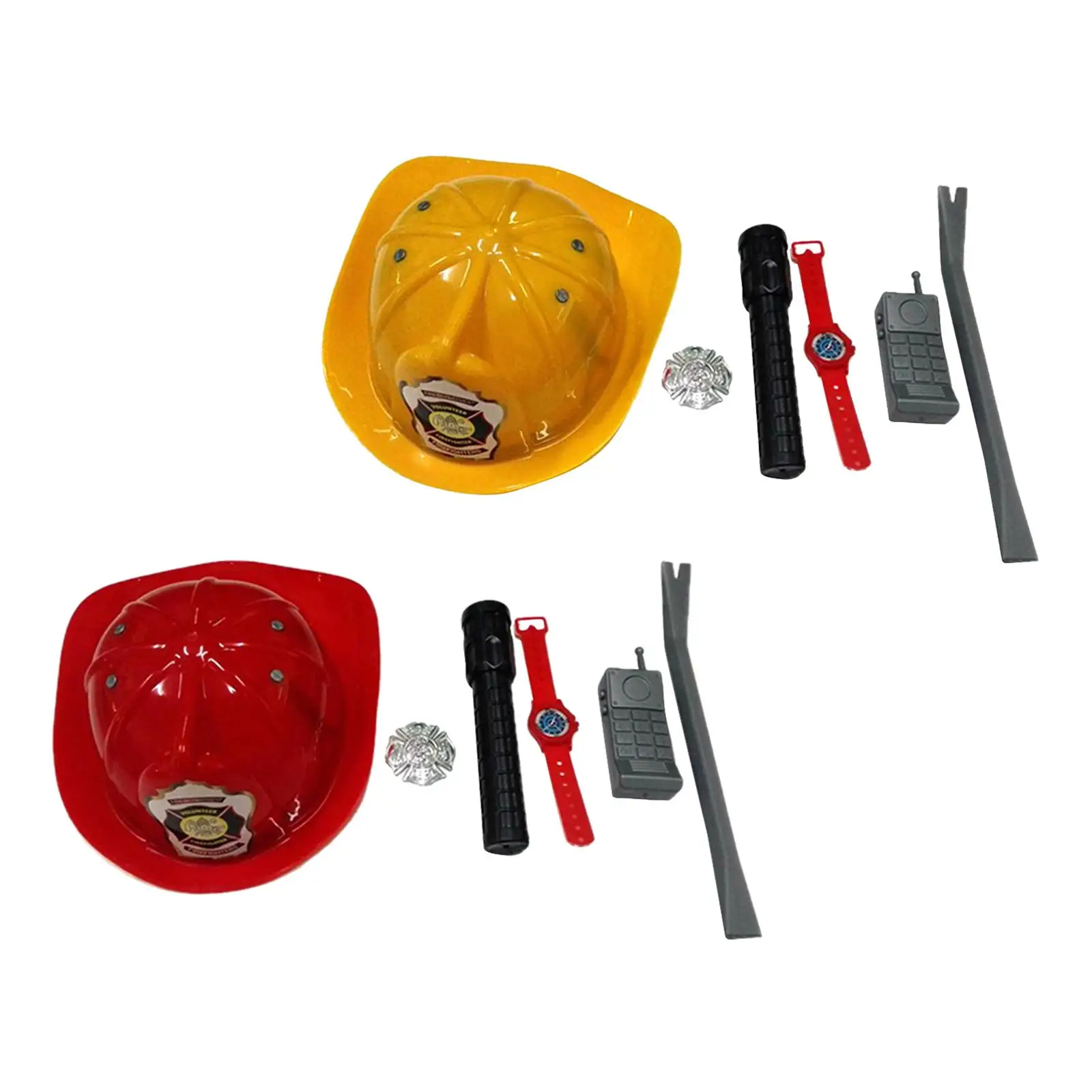 6Pcs Kids Fireman Role Play Toy Flashlight Fireman Pretend Play Accessory Set for Photo Props Performance Show Halloween Parties