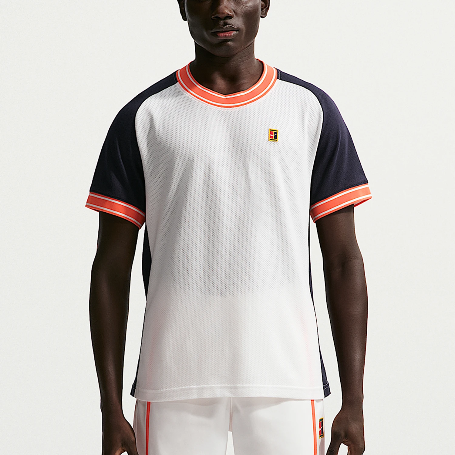 Nike genuine comfortable spring men's round neck patchwork breathable short sleeved shirt FN0318-133