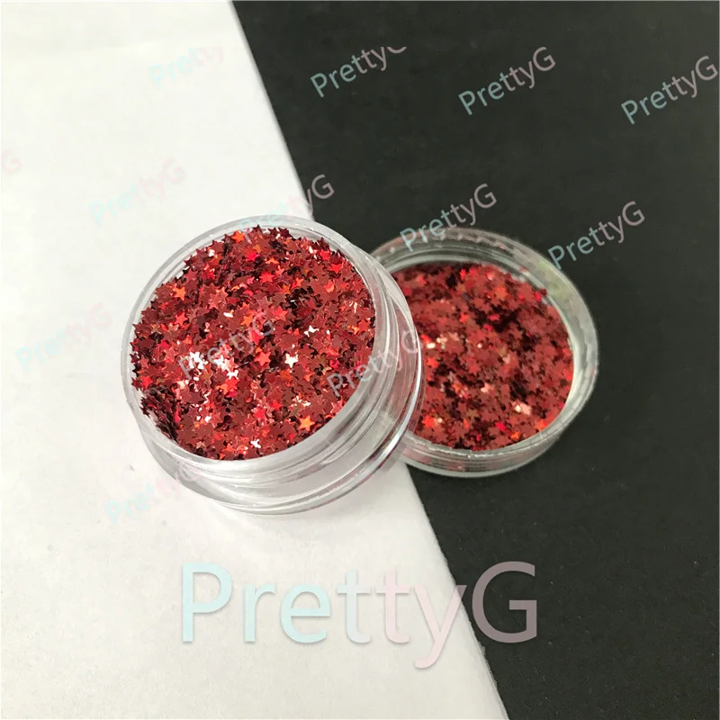 PrettyG 1 Box 13 Colors 1MM Star Shape Colorful Holographic Glitter Gel Nail Art Decoration Handwork DIY Accessories