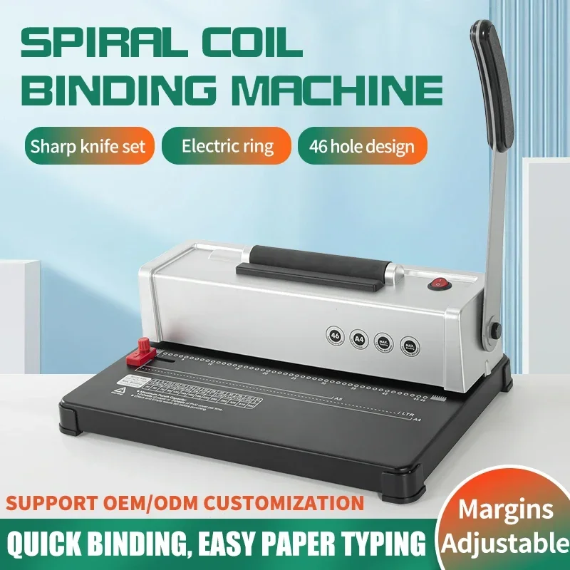 for Factory 4:1 Plastic spiral coil book binding machine 46 holes coil binder metal spiral wire binding machine