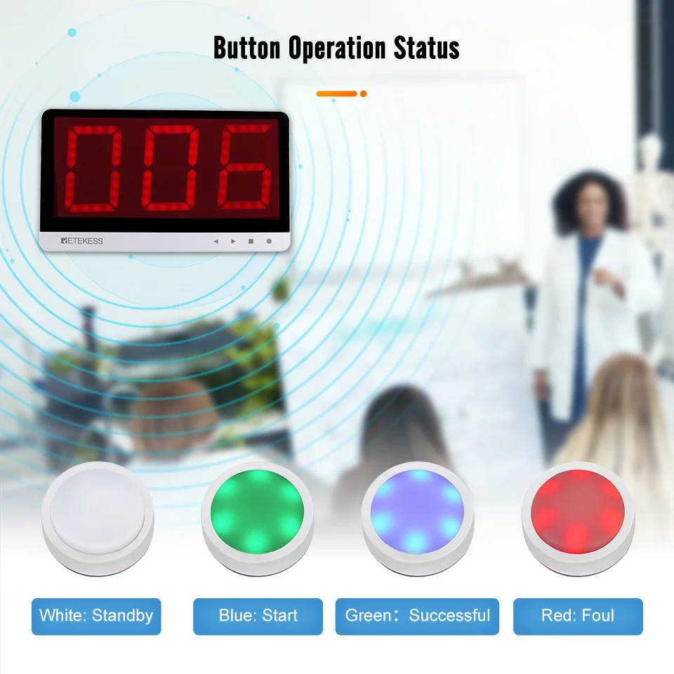 Retekess TM101 Quiz Answer Game Buzzer System 3 Answer Mode 4 Color State for Classroom Competition Game Show Family Party Games