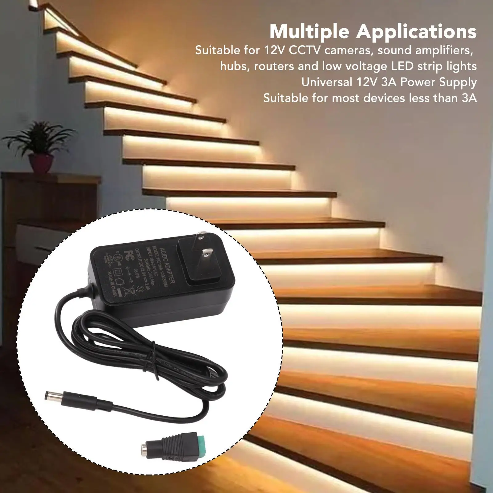 Power Supply Adapter Multi Protection AC 100-240V To DC 12V Adapter Noiseless for home