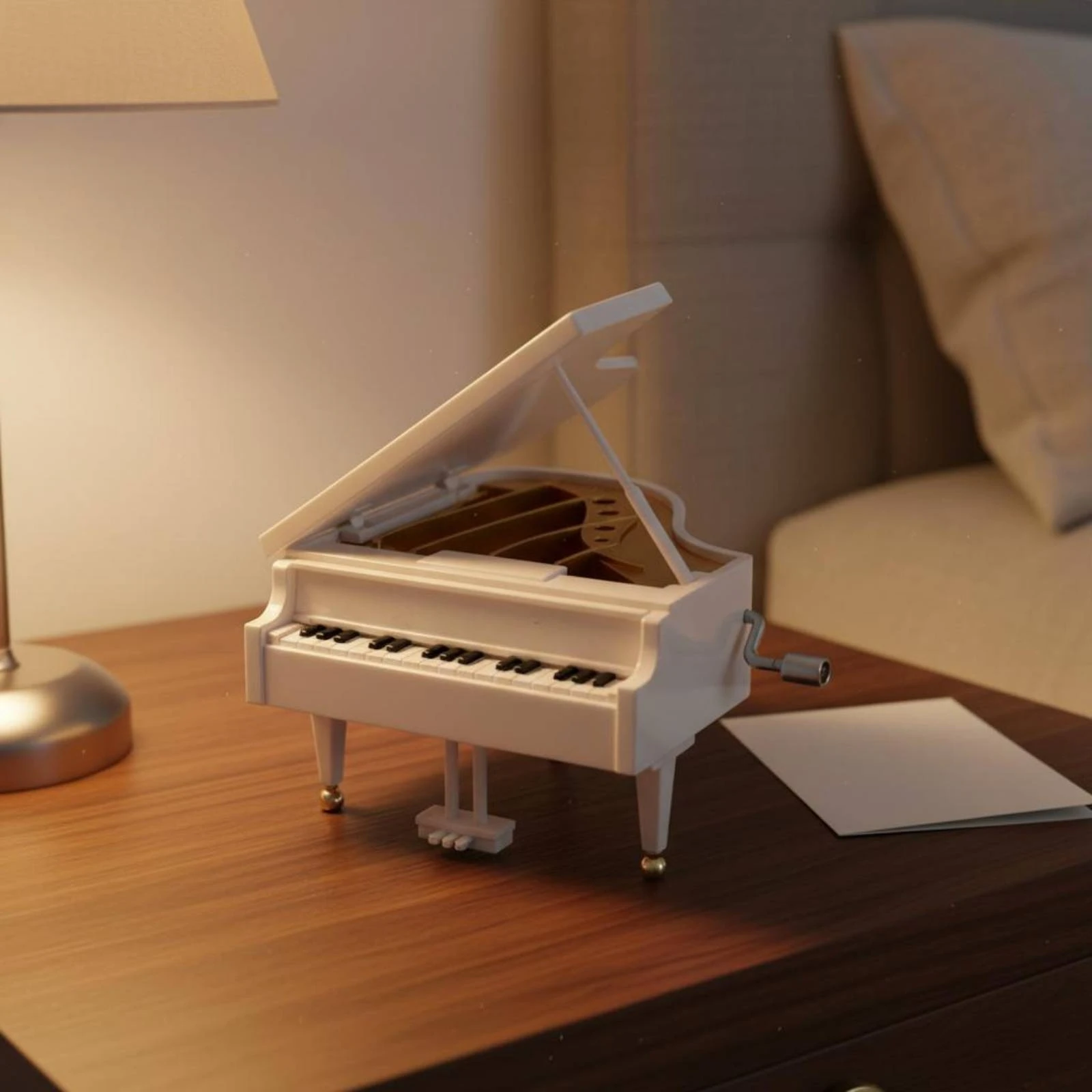 Piano Melody Box Drawer Storage Piano Trinket Box Ornament Retro Design Wind Up