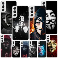 Anonymous V for Vendetta Mask Phnoe Case for Samsung Galaxy S23 S24 Ultra S22 Plus S21 S20 FE S10E S10 S9 S8 + Unique Cover Coqu