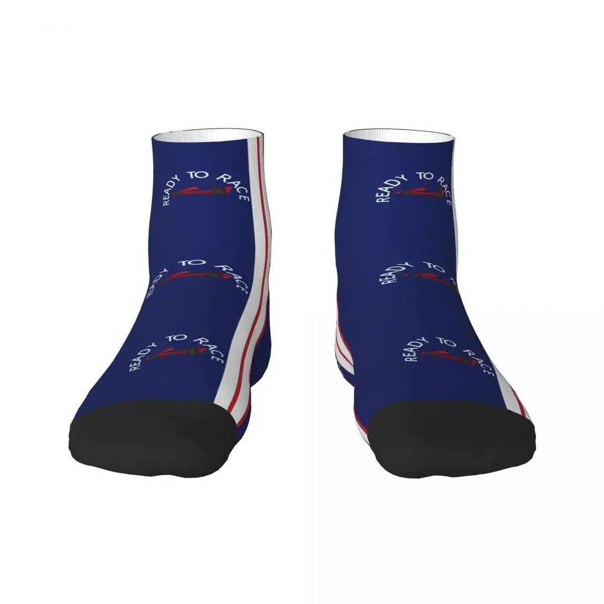 Cool Men's Ready To Race Stripe Dress Socks Unisex Warm Breathbale 3D Printing Racing Crew 