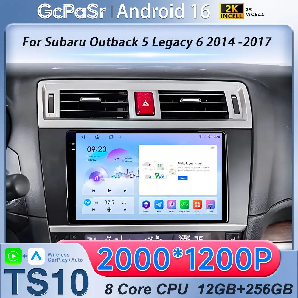 For Subaru Outback 5 2014 - 2018 Legacy 6 2014 - 2017 Android 16 2K QLED Stereo Car Radio Multimedia Video Player GPS 4G CarPlay