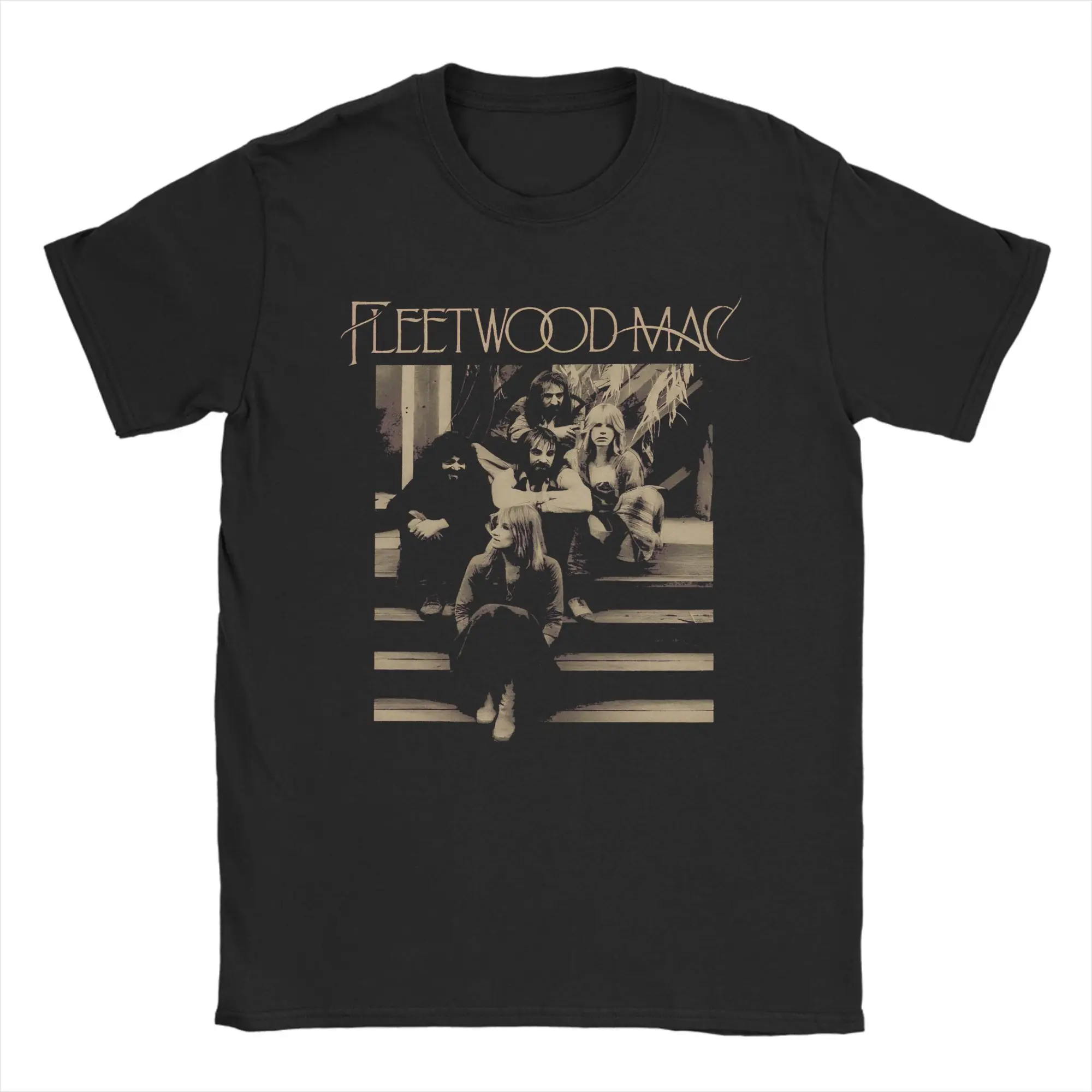 Fleetwood Mac T Shirt Men's  Pure Cotton Vintage T-Shirt Round Neck  Tees Short Sleeve Clothing 4XL 5XL