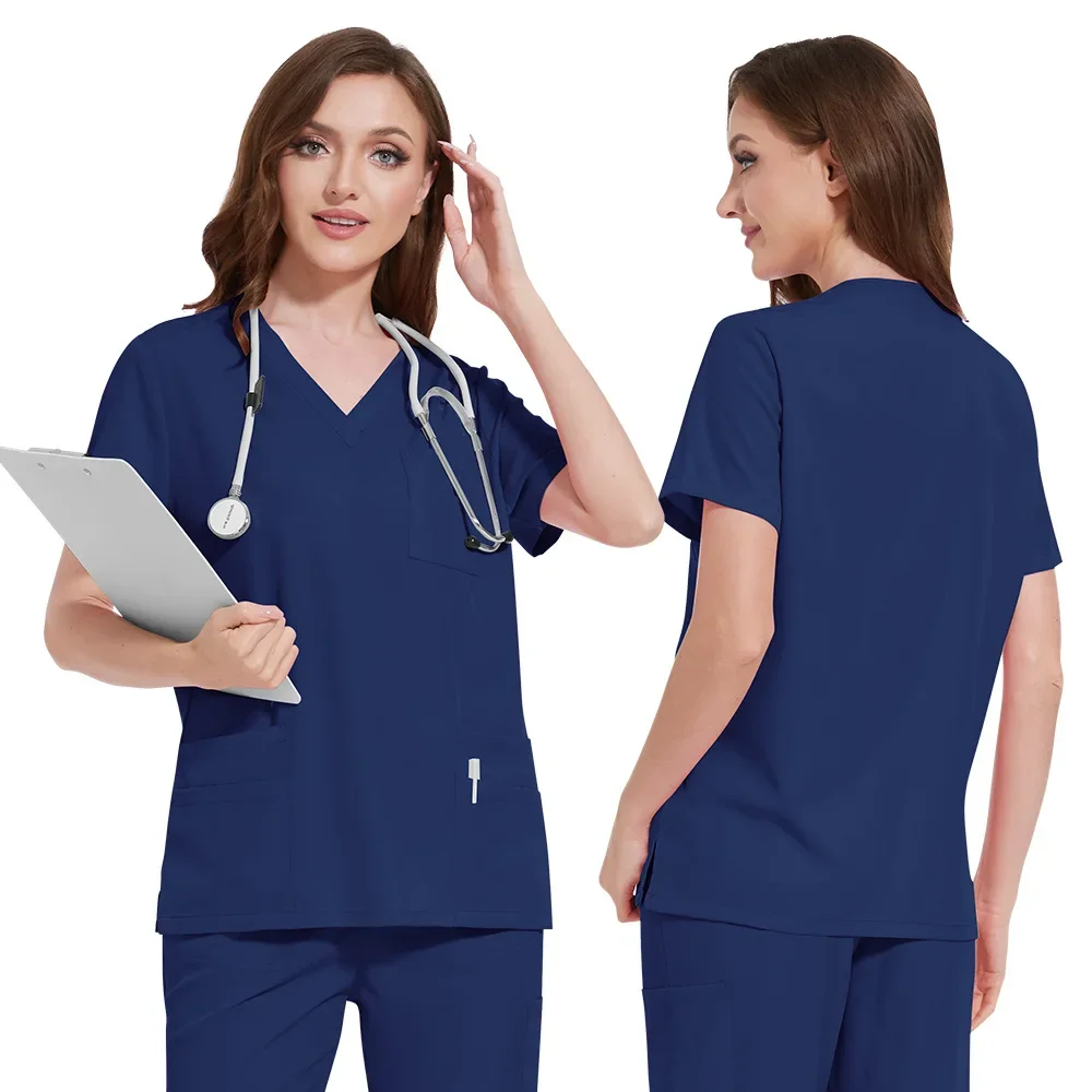 Uniformes médicos para hombres y mujeres, ropa de enfermería, disfraz de belleza, bata de enfermera, médico, dentista, clínico, SPA, ropa de trabajo, Tops + Pantalones Unisex