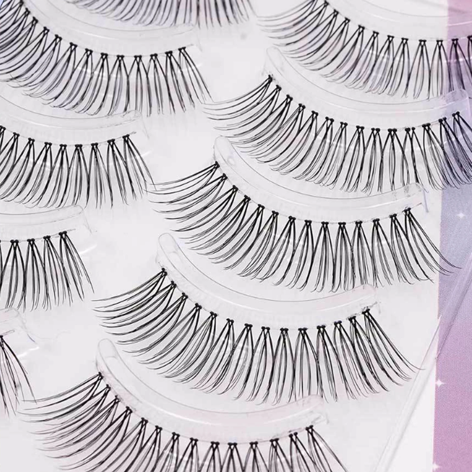 5 paar valse wimpers transparante bandstrip wimperverlenging dikke pluizige U-vormige nepwimpers make-up tool