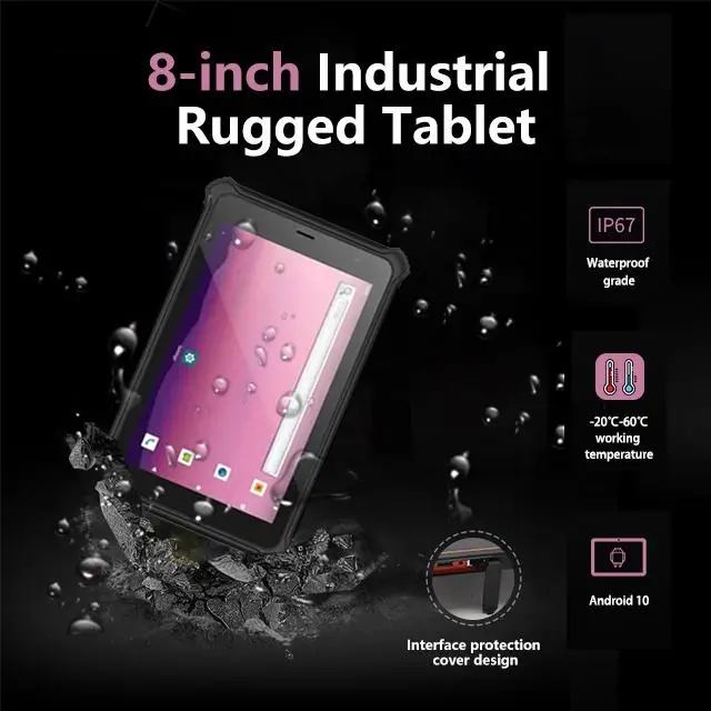 8 Inch IPS Android MTK 4G LTE Portable Rugged GPS Beidou BDS Industrial Military Grade Tablet IP67 with NFC