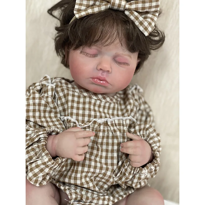 48CM Soft Silicone Reborn Baby Doll Loulou Rooted Hair 3D-Paint with Visible Veins Real Sleeping Alive Kids Boneca Art Doll Toy