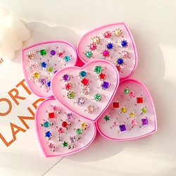 12 Pcs/Box New Children Ring Princess Cute Super Cute Girl Diamond Cartoon Jewelry Girl Baby Color Rhinestone Ring