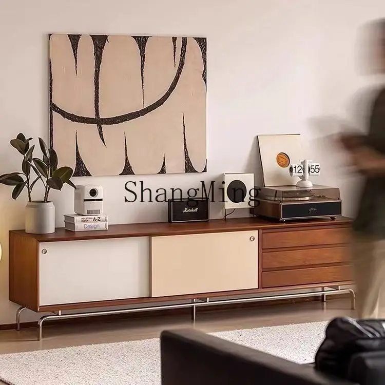 

CL medieval TV cabinet solid wood living room storage household storage small apartment modern simple storage TV