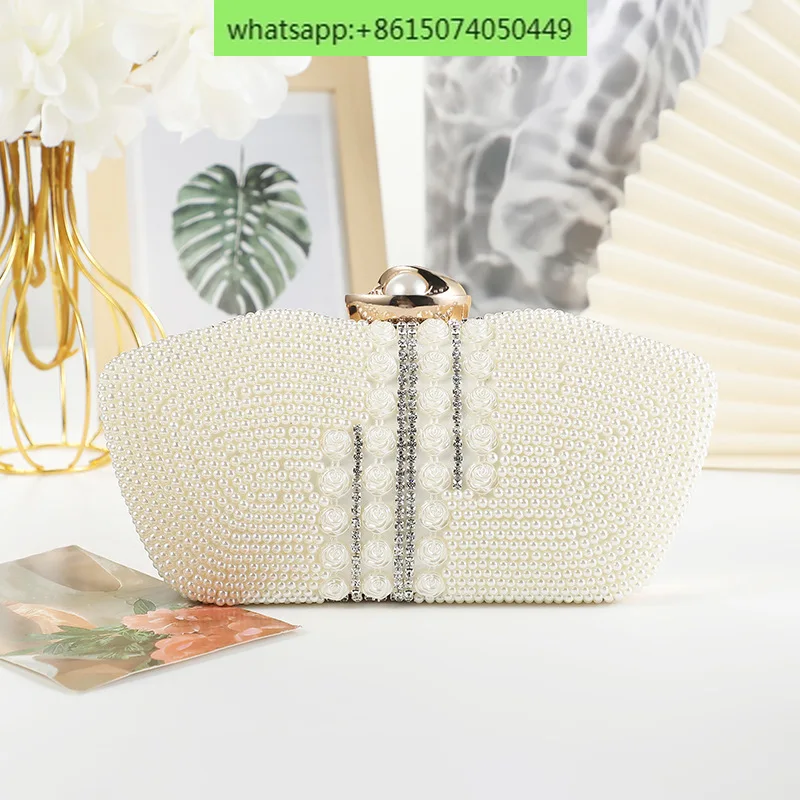 

fashion, elegance, light luxury pearl dinner bag, handcrafted beaded, sturdy and not easy to fall off, evening wear bag