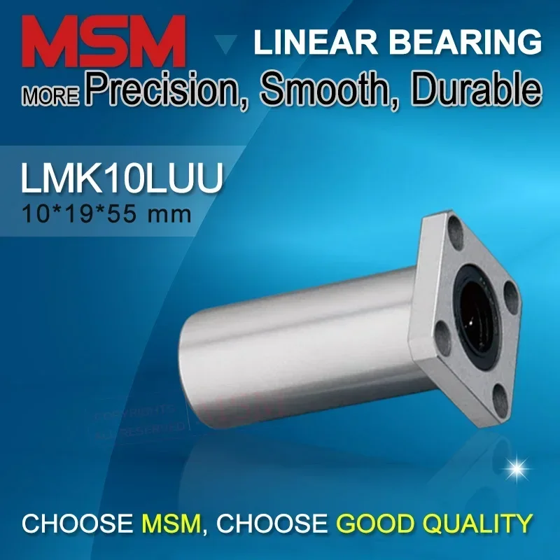 2pcs MSM Square Flange Linear Bearing LMK10LUU (dr10 D19 L55) 10mm Shaft Bushings 3D Printer Parts SMK10GWUU/LHFSW10