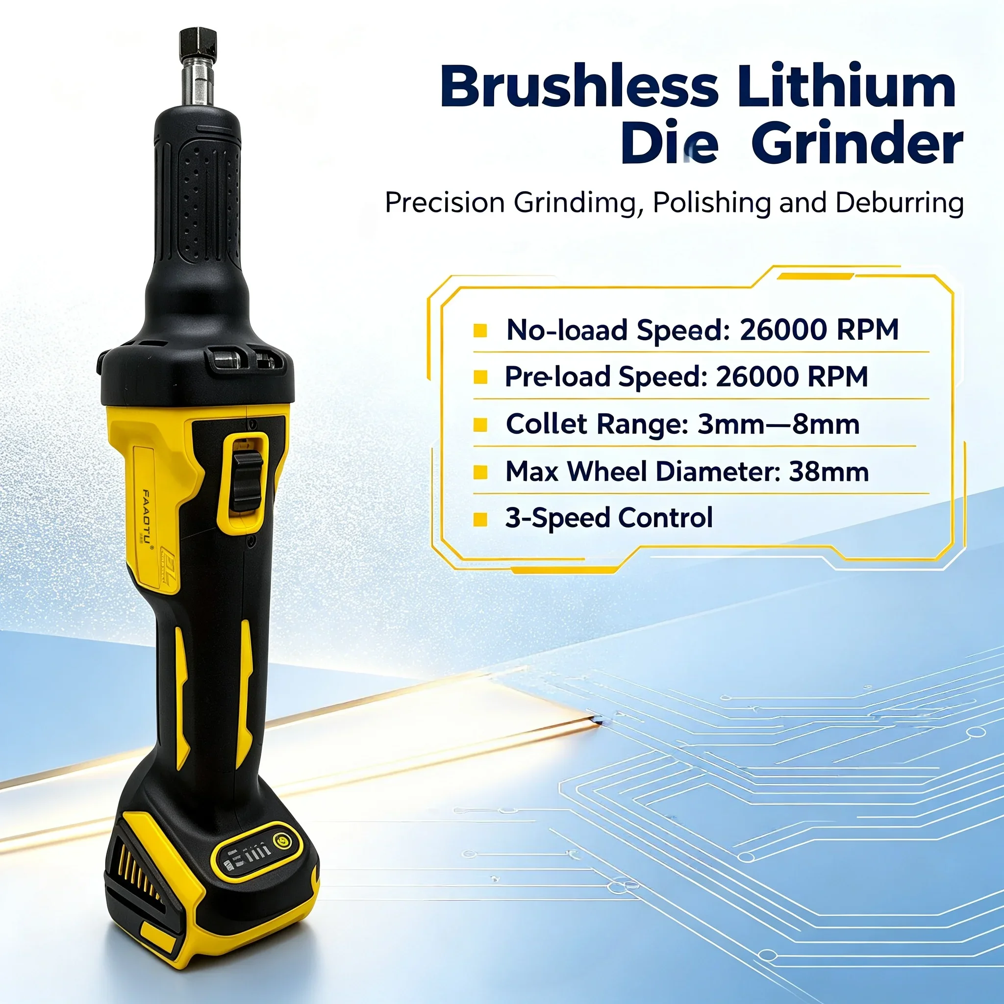FAAOTU Brushless Die Grinder Cordless Angle Grinder Polishing  Rotary Electric Engraving Tool Handheld Grinding Machine