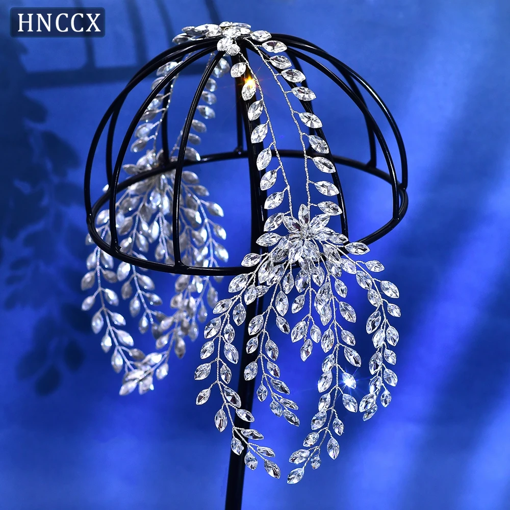 HNCCX Silver Color Full Rhinestone Headband Handmade Bridal Hair Ornaments Elegant Wedding Accessories For Brides Headpiec CP405